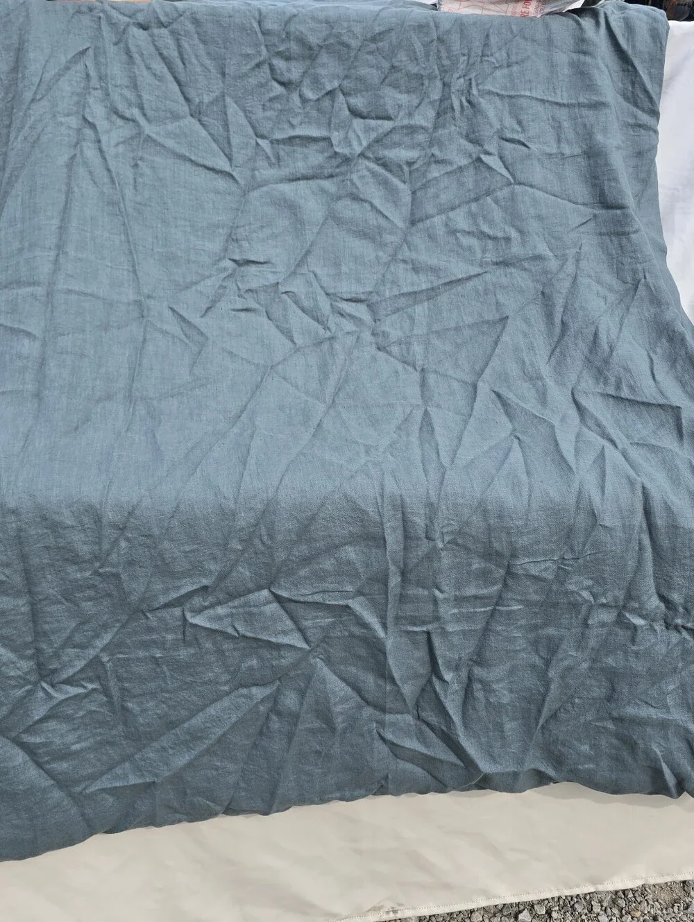 New Quince European 100% Linen Duvet Cover & SHAM SET Ocean Full Queen